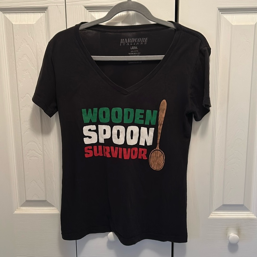 Wooden spoon survivor v neck tee